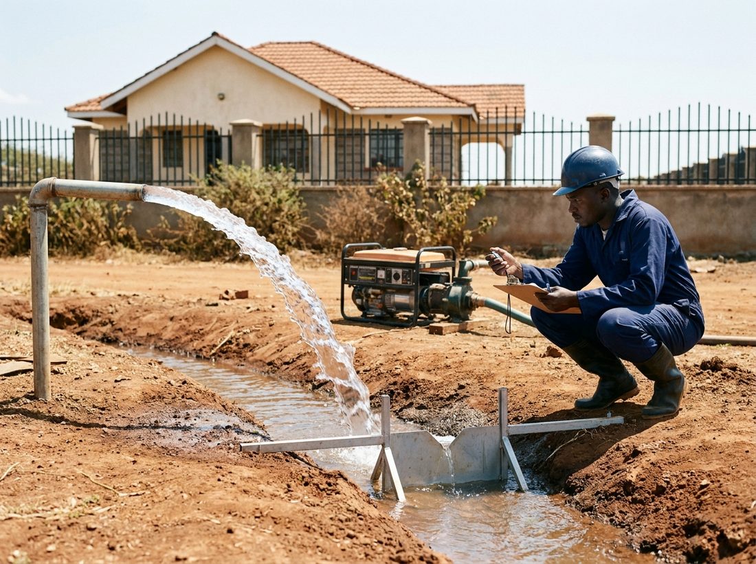 Test Pumping and Water Analysis, Step 4 · Commissioning, Per metre · yield plus chemical test